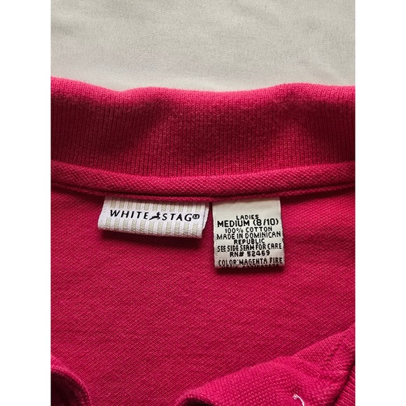 White Stag Ladies Polo Shirt Medium Magenta Fire Cotton Casual Short Sleeve - Picture 5 of 6